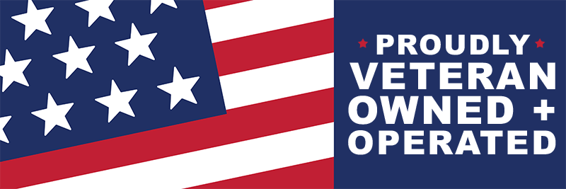 An american flag with the words `` proudly veteran owned + operated ''