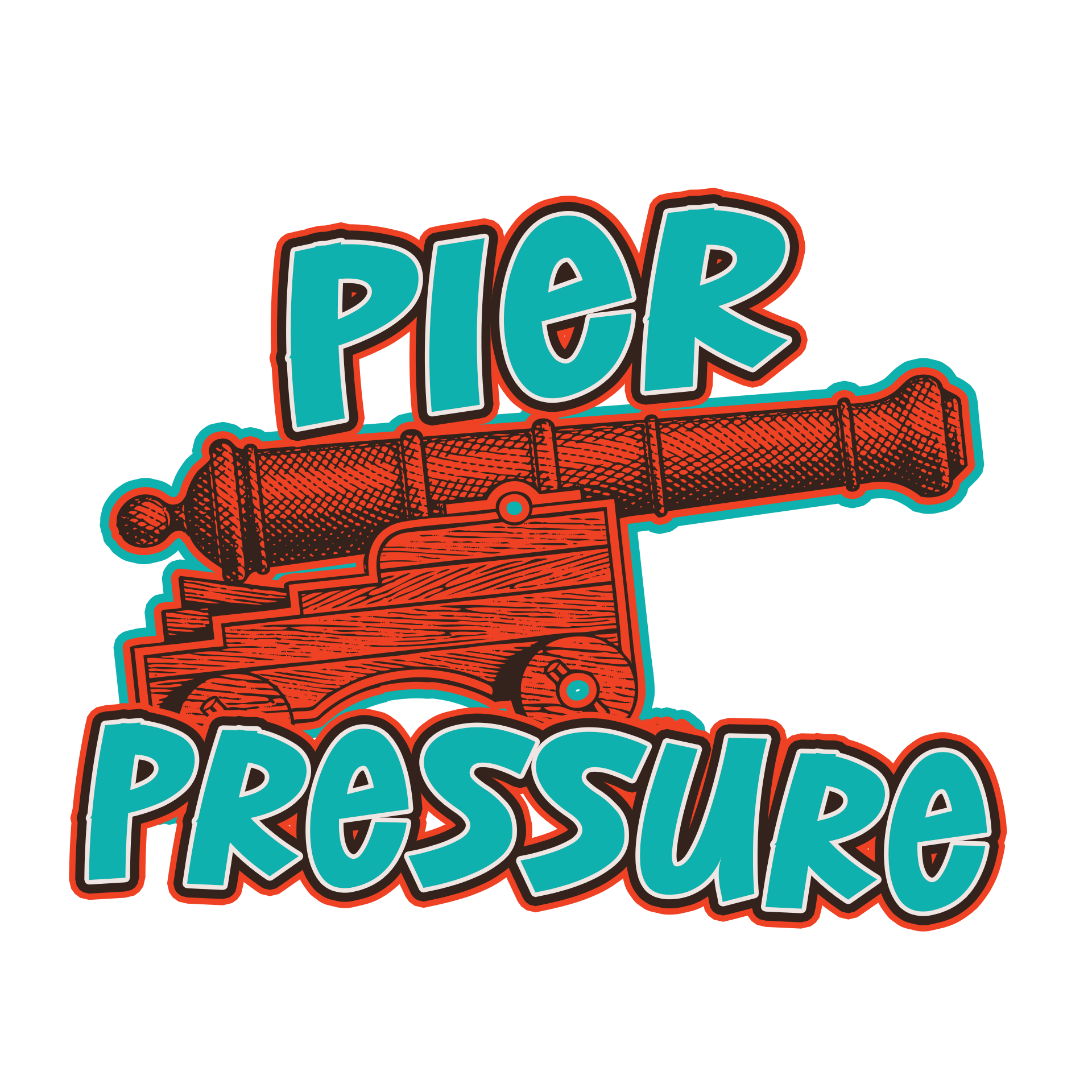A picture of a cannon with the words pier pressure written below it.