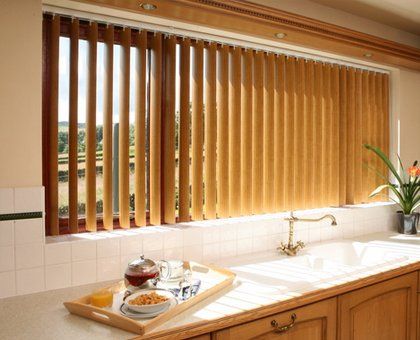 Vertical blinds in a bathroom