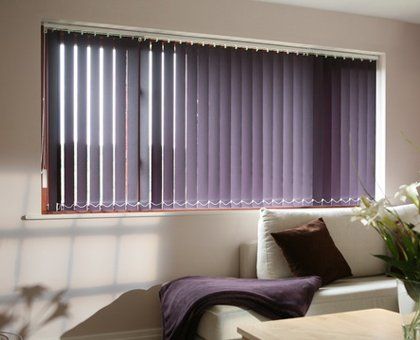 Vertical blinds in a living room