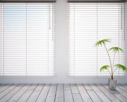 Faux white wood blinds
