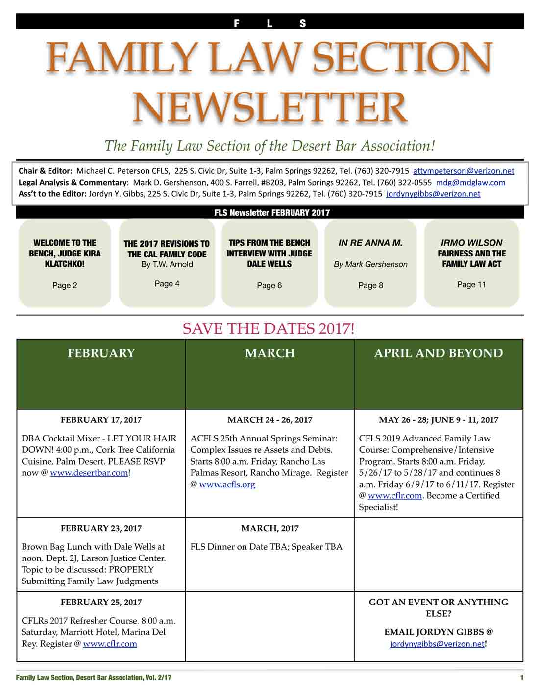 Family Law Section Newsletter—Divorce Attorneys in Palm Springs, CA