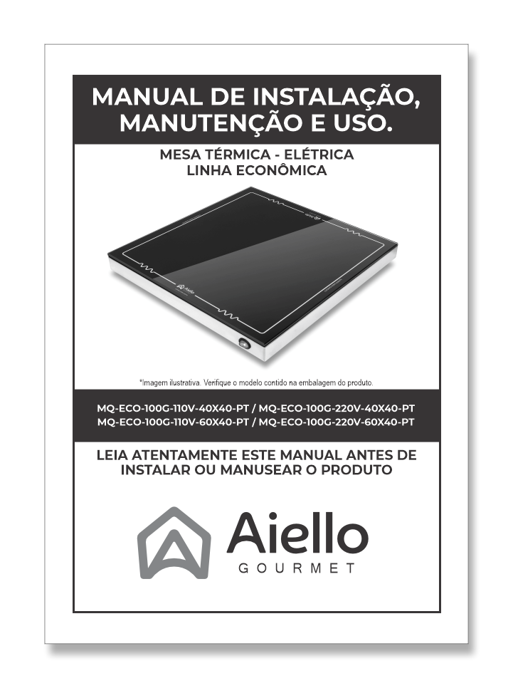 manual da mesa térmica quadrada pequena
