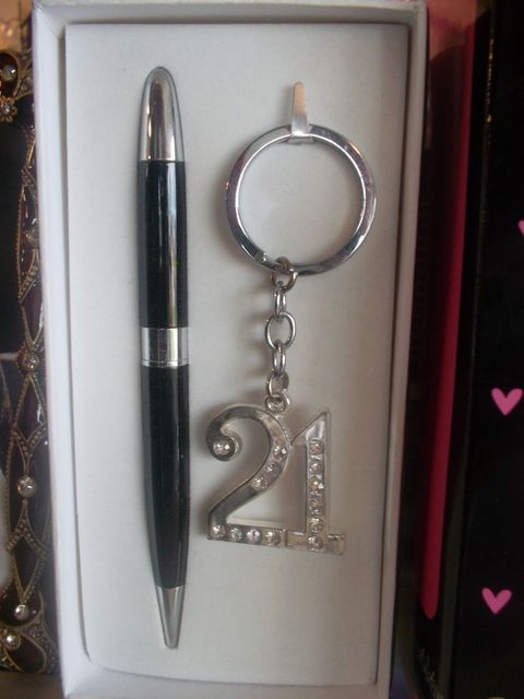 Pen with 21 glass pendant