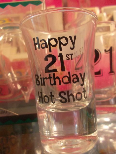 21st birthday themed shot glass
