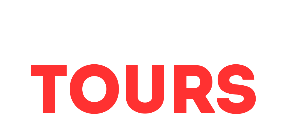 La palabra tours está escrita en rojo sobre un fondo blanco.