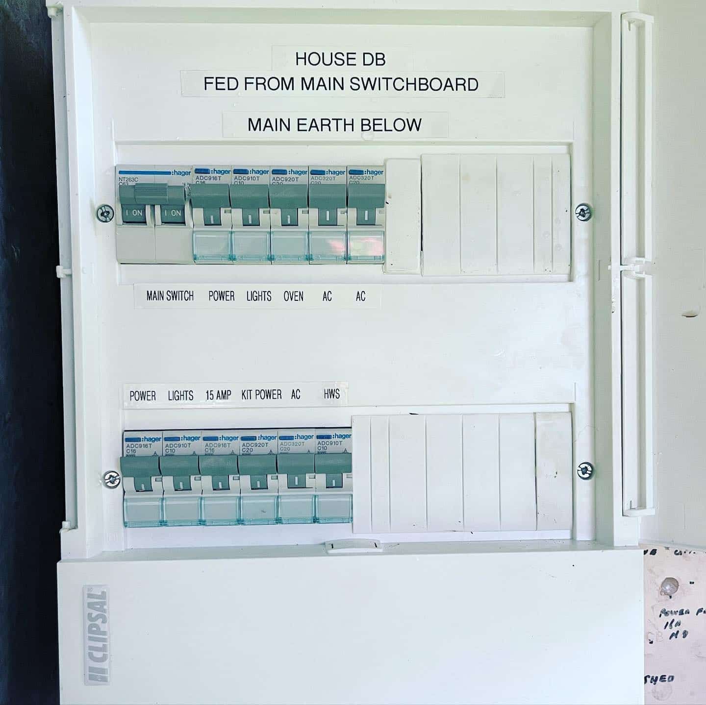 A White Box that Says House Db Fed from Main Switchboard — Higgins Electrical in Beerwah, QLD