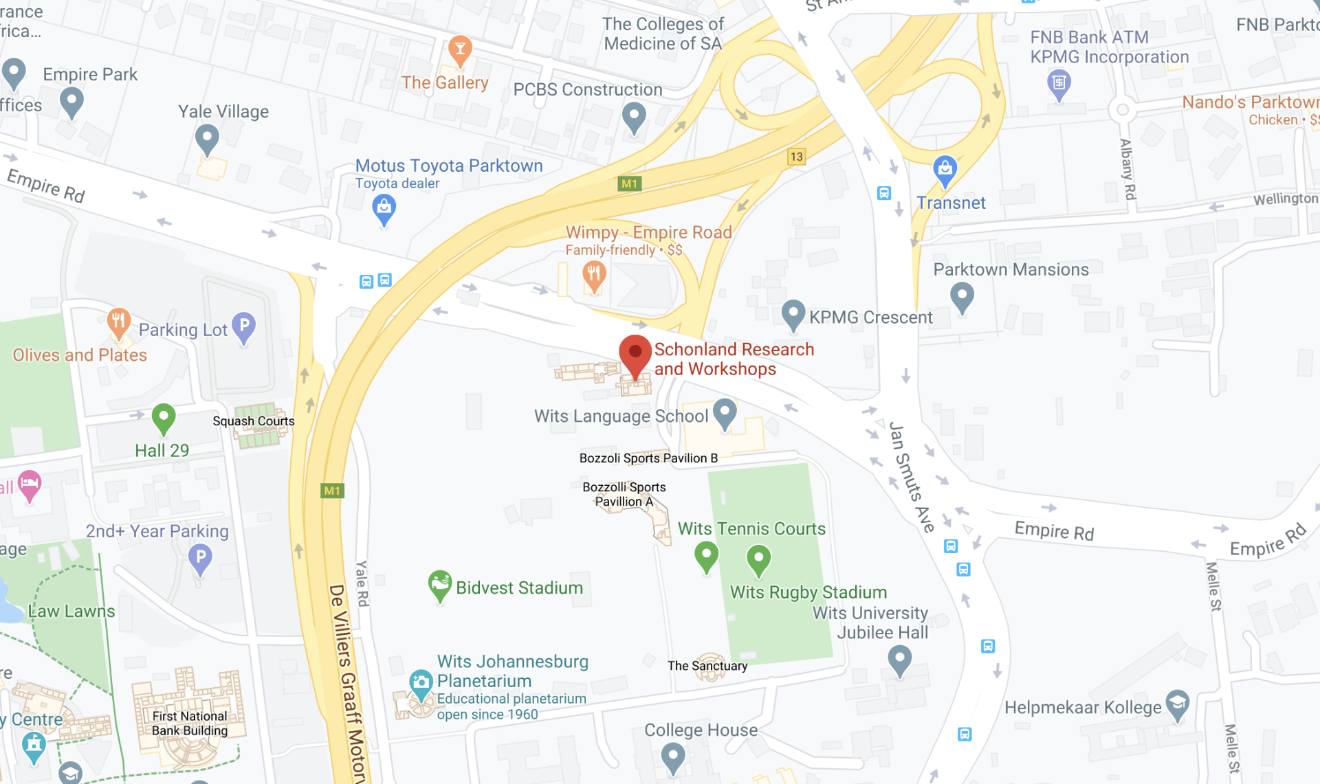 Map to Wits Health HUBB
