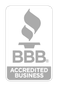 The bbb logo is a black and white image of an accredited business.