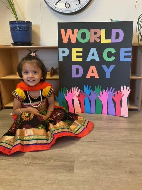 Montessori child during world peace day