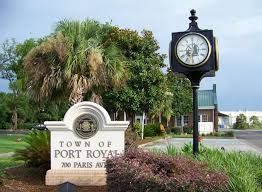 Town of Port Royal sign and clock tower at 700 Paris Ave.