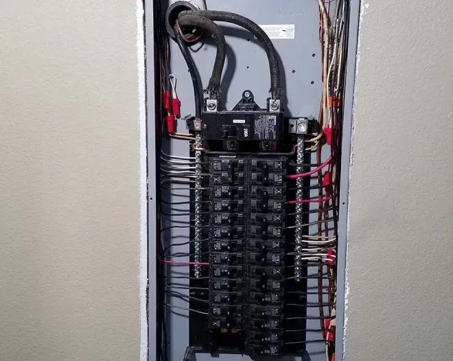 An electrical box with a lot of wires coming out of it