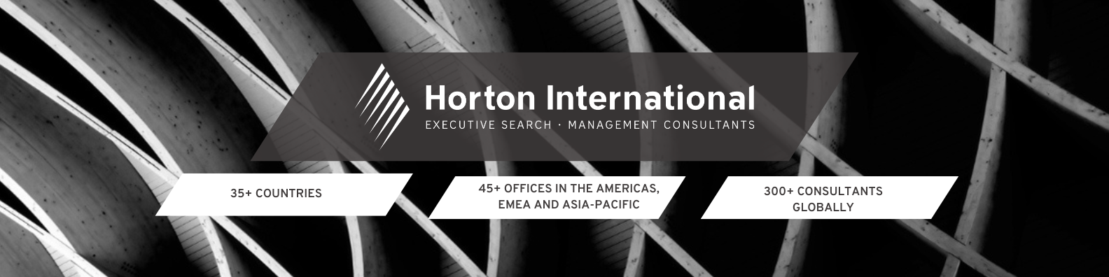 Logo for Horton International with three labeled sections below.