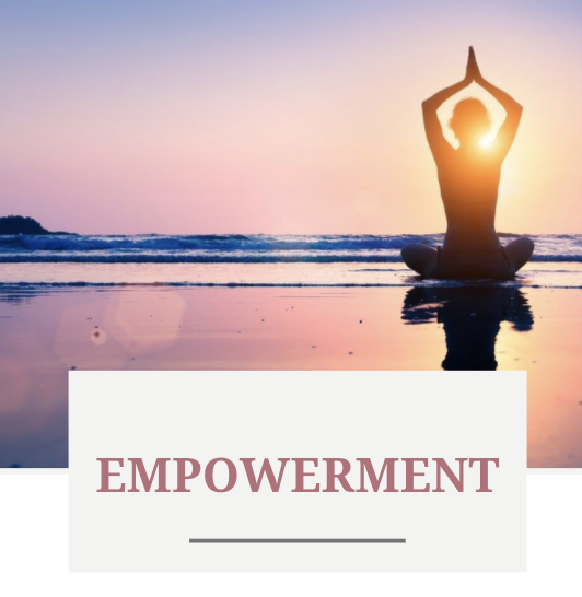 Silhouette of person in yoga pose at sunset on beach;