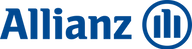 A blue and white logo for allianz on a white background