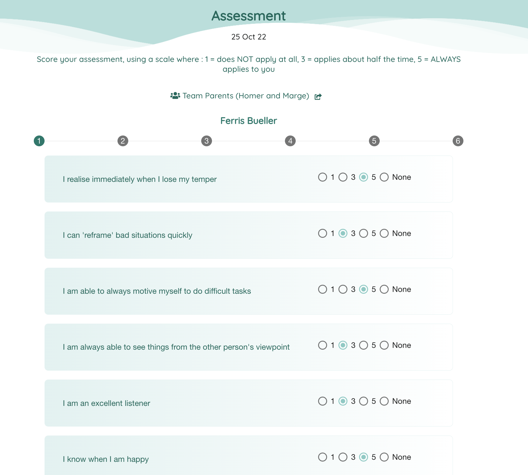 Personal development assessments questionnaire