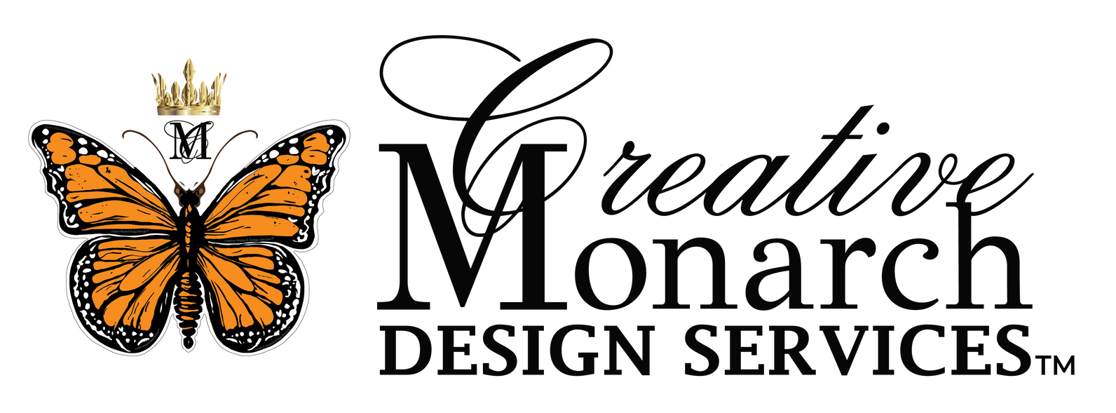 Monarch butterfly with a small golden crown.