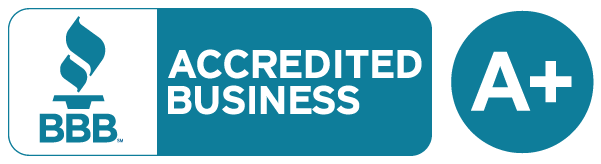 A blue sign that says accredited business a+