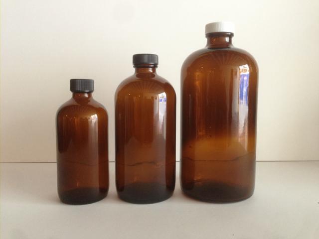 Boston Round (amber) 8oz, 16oz, 32oz