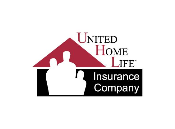 United Home Life Insurance logo: red house shape with white figures inside, black and red text.