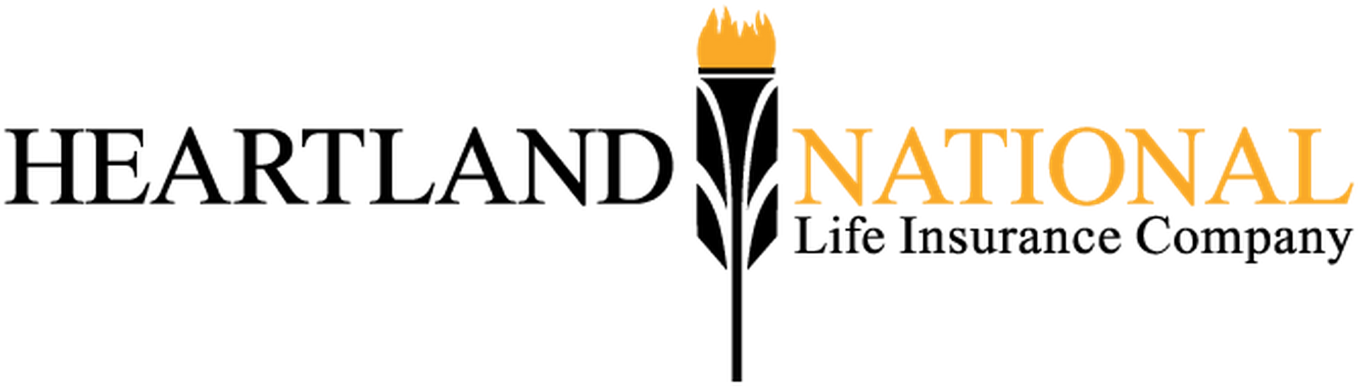 Heartland National Life Insurance Company logo with a torch design.