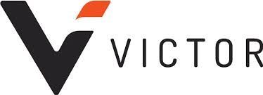 Black and orange Victor logo: a stylized