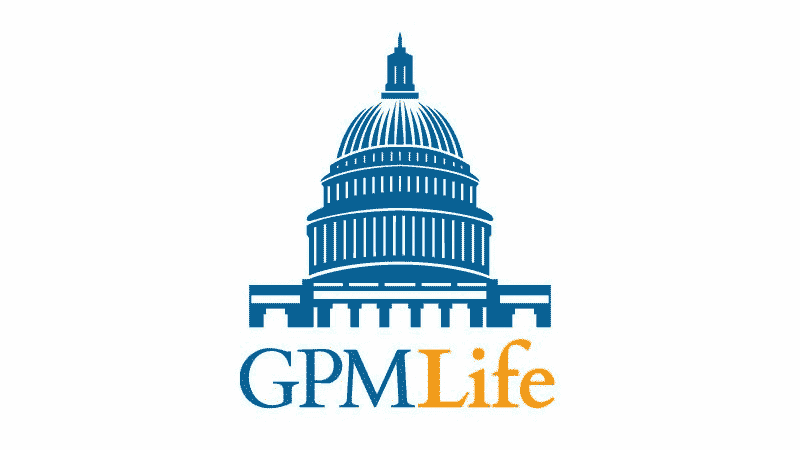 Blue Capitol building logo with