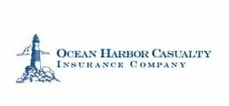 Ocean Harbor Casualty Insurance Company logo: a blue lighthouse on rocks with text.