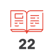 An open book with the number 22 next to it.