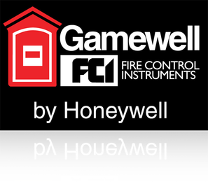 A logo for Gamewell Fire Control Instruments by Honeywell