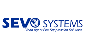 The logo for sev systems clean agent fire suppression solutions