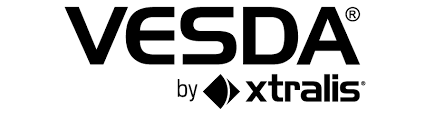 A black and white logo for vesda by xtralis
