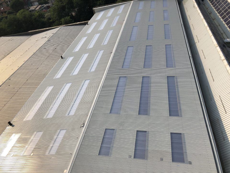 copertura in vetro e lamiera