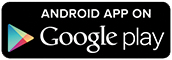 An android app on google play button on a white background.