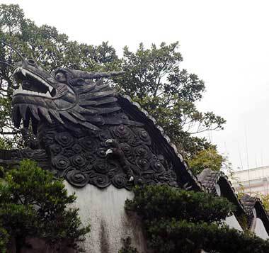 stone fountain sculpture of dragon in shanghai