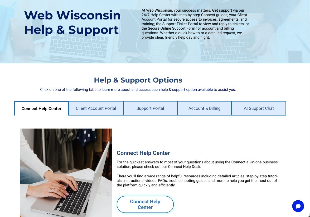 e7, Web Wisconsin, website design, client support