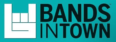 Bands in town logo on a blue background