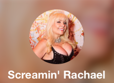 A picture of screamin ' rachael in a circle