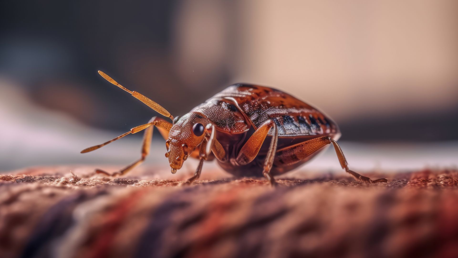 A close up of a bug on a piece of wood.