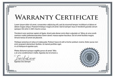 Warranty Certificate — Jefferson, LA — New Orleans Vending, Inc.