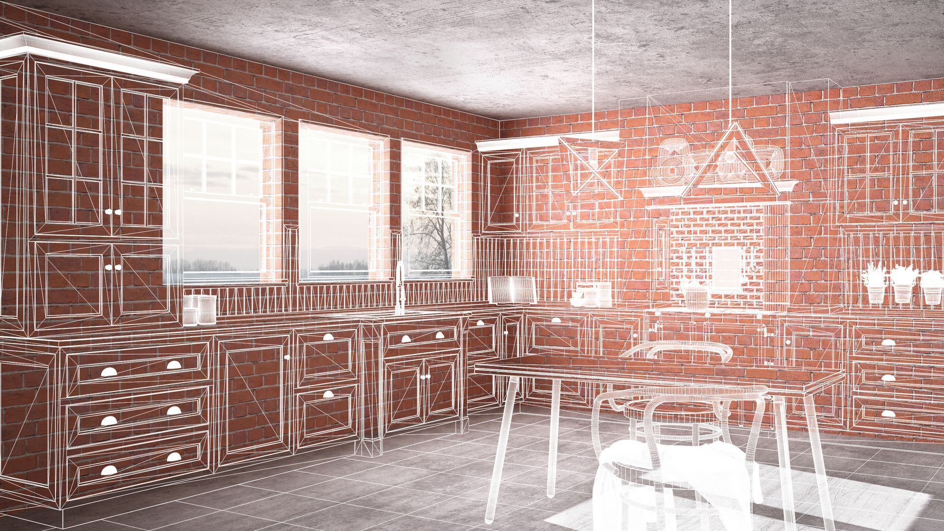 Woman with long blonde hair, smiling, standing in front of blue tile wall and white cabinets.