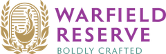 Warfield Reserve logo with a splash in a golden cup and text. Purple text