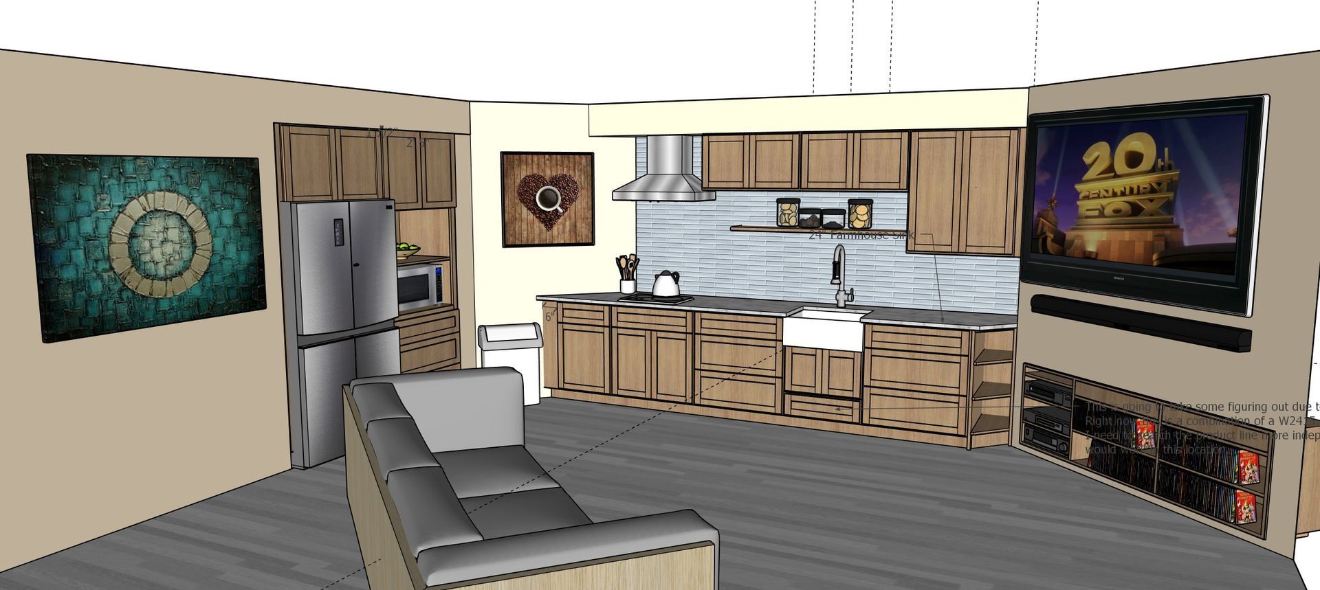 3D renderings of cabinets in space