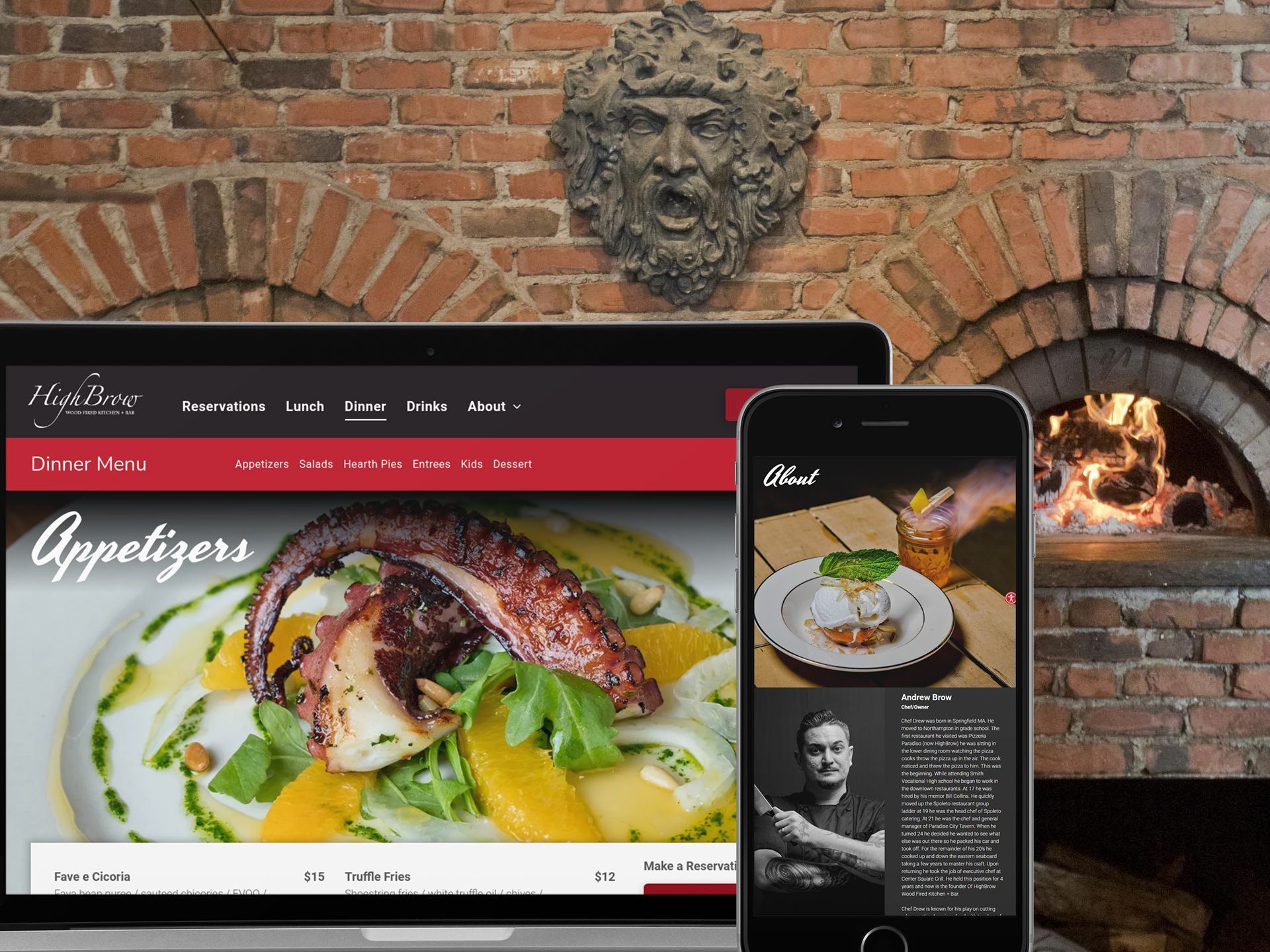 HighBrow Restaurant online menu designed for accessibility HighBrow Restaurant online menu designed for accessibility