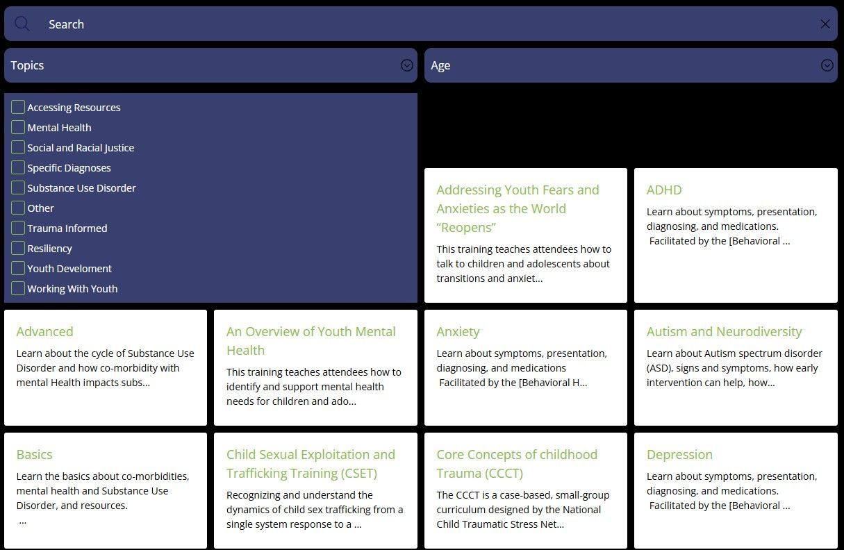 Here is another example of using Airtable to offer Mental health training & workshops for The Springfield Youth Mental Health Coalition (YMHC)