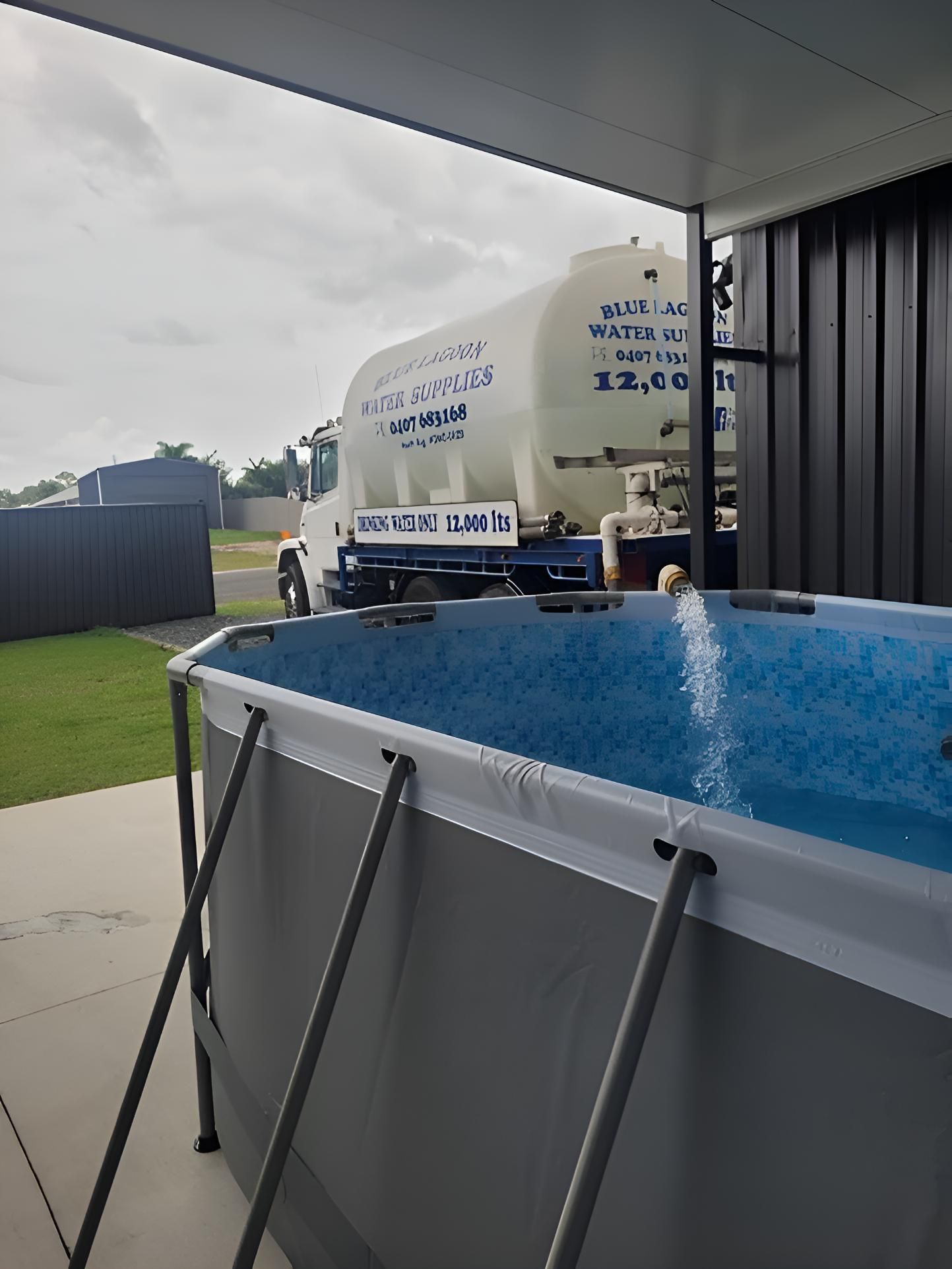 A Large Swimming Pool With A Truck In The Background — Blue Lagoon Water Supplies In Fraser Coast, QLD