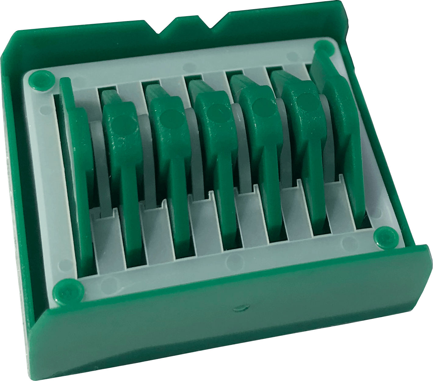 Locamed polymer clip cartridge, green, medium/large (ML) clips, hemolok equivalent