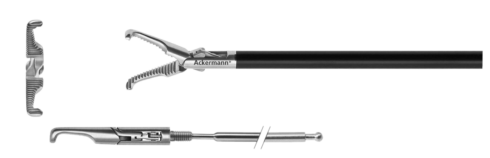 Locamed Ackermann UK distributor, laparoscopic mixter 90deg cross serrated insert