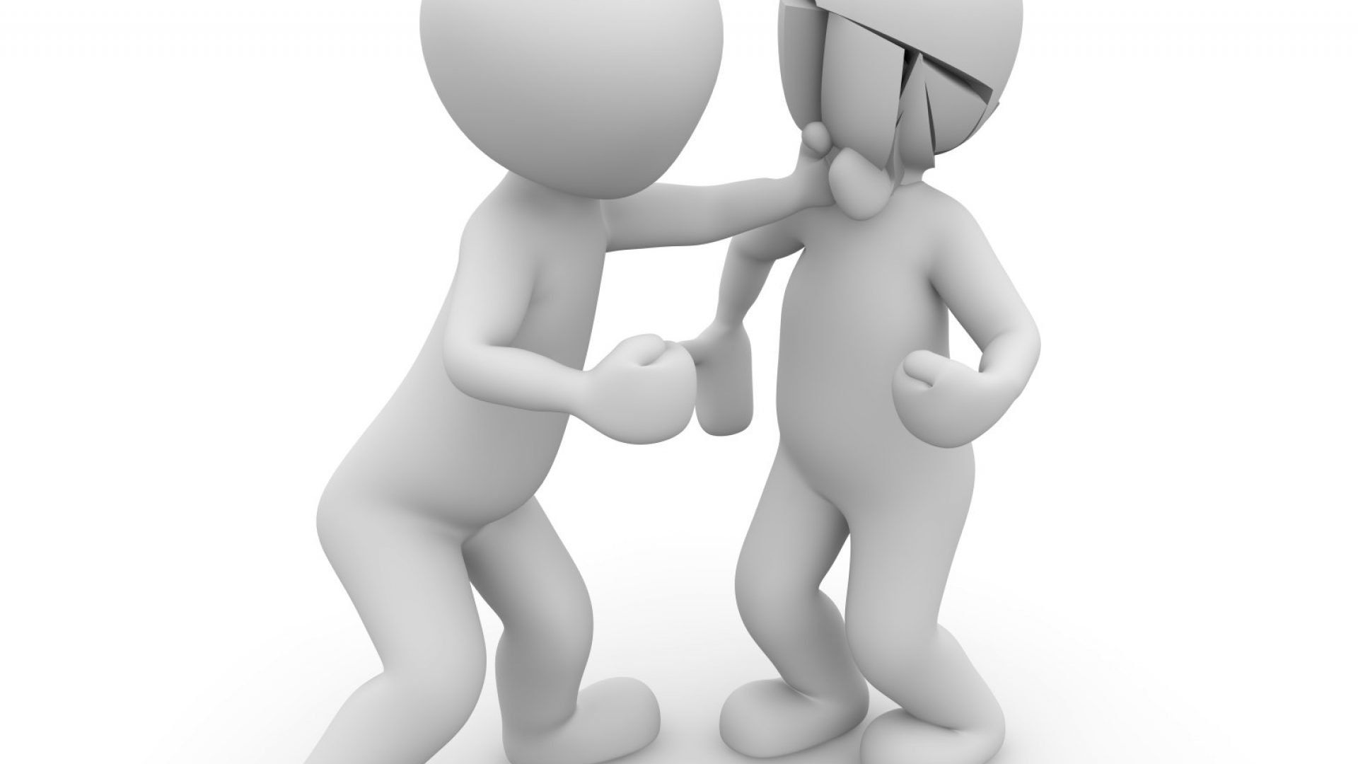 Twee 3D-figuren staan naast elkaar en vechten.