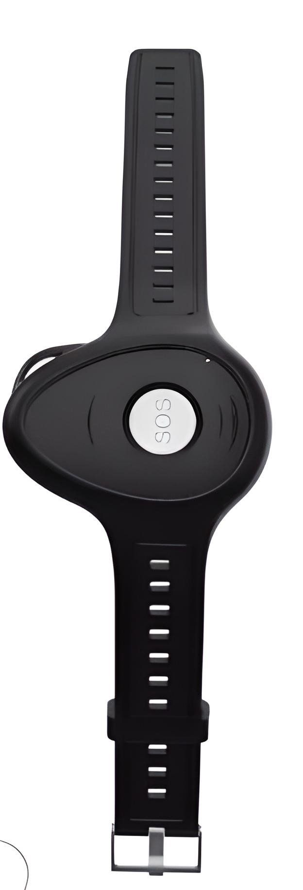 Een zwart slim horloge met een SOS-knop.